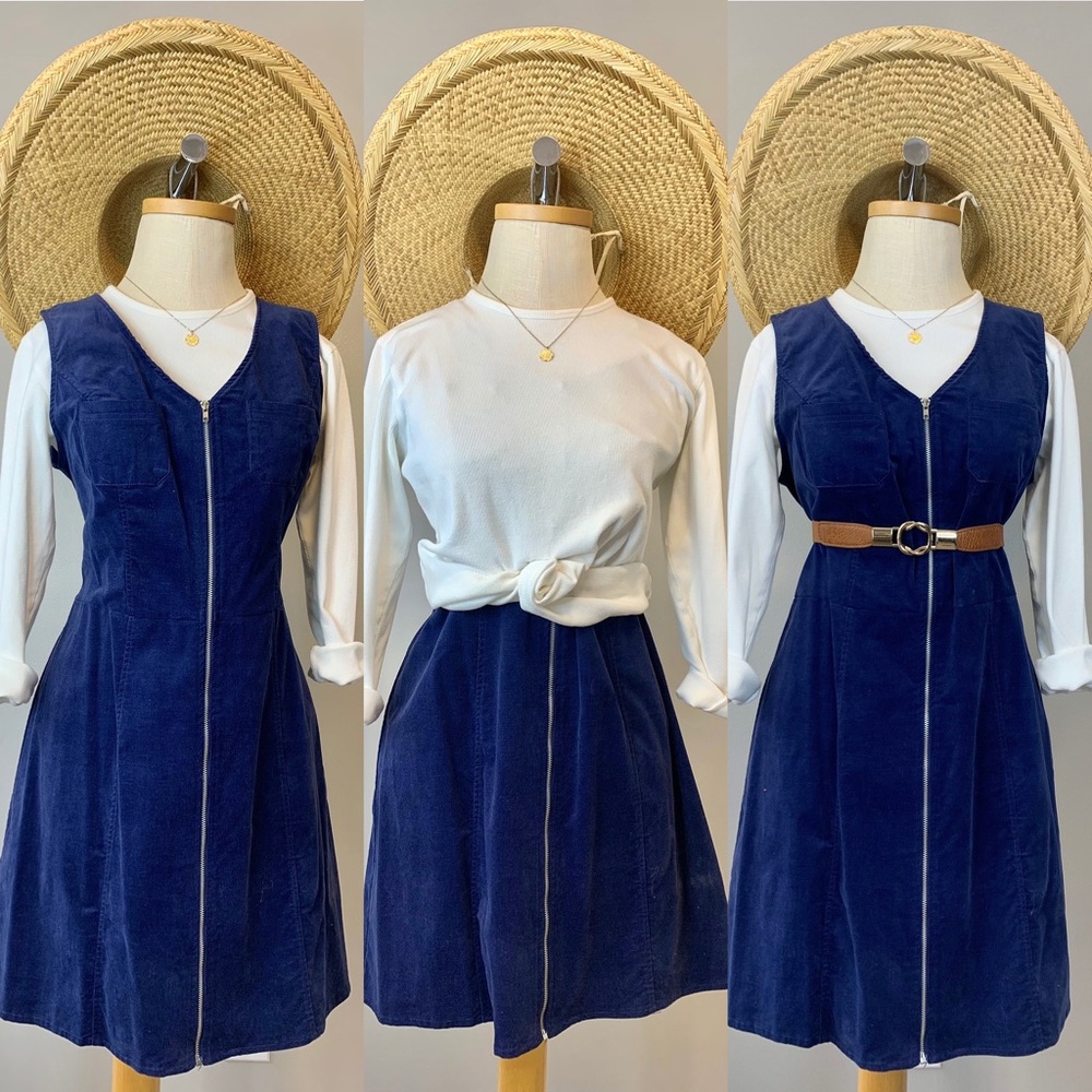 Marine Textured Woven Zip-Up Dress